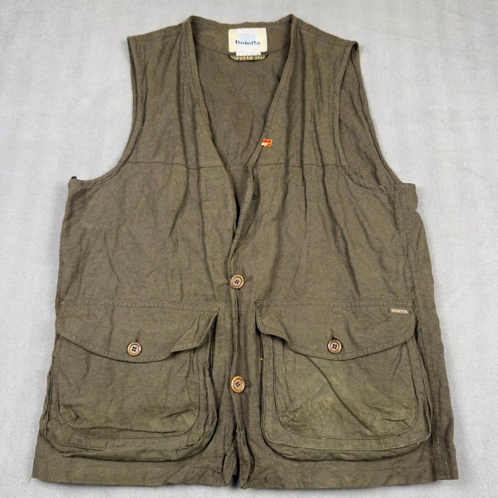Vtg‎ Beretta Sport Open Air Spirit Hunting Vest Italy Men M 40 Canvas Game Bag